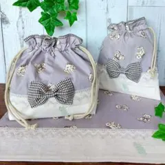 訳あり　ハンドメイド　お弁当袋　コップ袋　ランチョンマット　生成り色