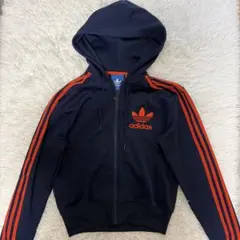 古着11年製adidas紺色パーカートラックジャケットFIREBIRD