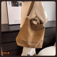 大容量 キャンパスバッグ✨トラベルクロス ボディーバッグ✨トートバッグ ブラウン