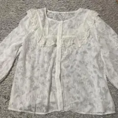 INGNI ホワイト レース フリル長袖ブラウス