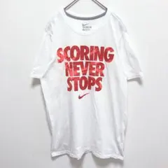 ナイキ|ロゴプリント Tシャツ【M】クルーネック スポーツウェア 速乾 ホワイト