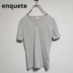 アンケート【美品】カットソー　半袖　Vネック 毛100%【Mサイズ】のサムネイル