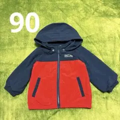 フード付きジャケット 90 赤　紺　マウンテンパーカー　ジャンパー　アウター