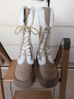 【新品未使用】グレイル　ファー付きベージュスエードムートンブーツ