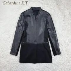 美品 ギャバジンK.T 切替 ラムレザー ジャケット ブラック M相当