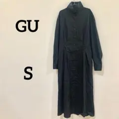 【GU】ロングシャツワンピース ブラック 長袖 前開き レディース