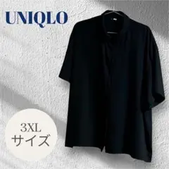 【UNIQLO】美品/3XLサイズ/半袖/シャツ/レーヨン/ブラック☆