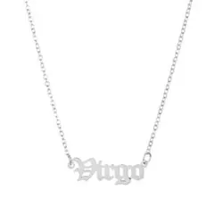 男女兼用 ネックレス シルバー 星座 乙女座 レトロ 英字  #C542-1