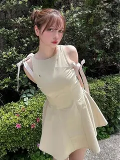 andmary Jozy ribbon flare mini dress - メルカリ