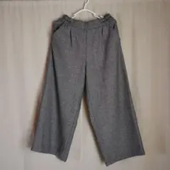 CHARM BERRY TIC グレーヘリンボーン柄ワイドパンツ　ウエストゴム