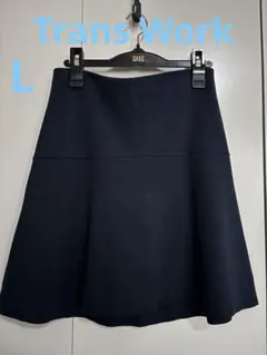 ✨美品✨トランスワーク　ひざ丈スカート　ネイビー　Lサイズ