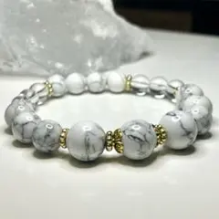 【ストレス緩和】ハウライト 12mm玉 ブレスレット パワーストーン レディース