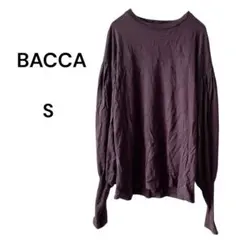バッカ ボリュームスリーブカットソー 体型カバー ゆったり 無地 長袖 紫 S