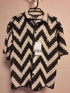ZARA ジグザグパターン 半袖シャツ 新品タグ付き
