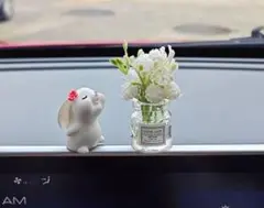 インテリア 車 トイレ うさぎ 花 セット 置物 車内 可愛い フラワー