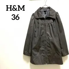 H&M 36 グレー　アウター　膝丈コート　シャカシャカ生地　Aライン　キュート
