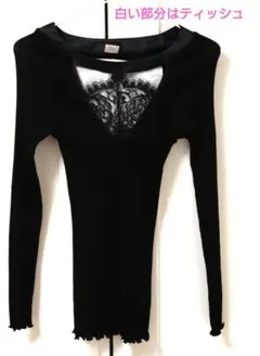 【美品】オスカリート 黒のレースVネック長袖トップス