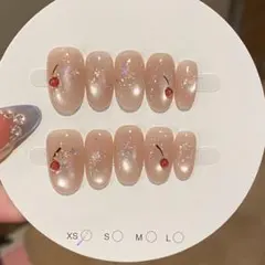 チェリーデザイン ネイルチップ 10個入り マグネットキラキラストーン付き