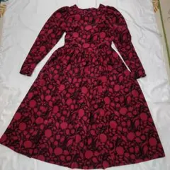 美品 LauraAshley バーガンディロングワンピース