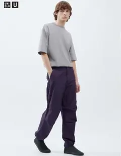 ワイドフィットパラシュートパンツ　パープル