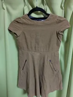 Bonpoint ブラウン 半袖 ワンピース コーデュロイ風