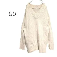 【ジーユー】メランジVネックセーター 長袖ニット オーバーサイズ 洗える XS