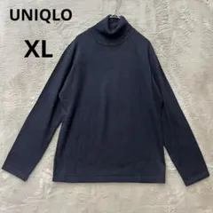 美品 UNIQLO XL ネイビー タートルネック ニット セーター 薄手 紺色