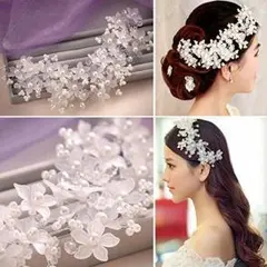 豪華なウェディング花嫁 髪 飾り 花モチーフ ヘッド ドレス 披露宴 結婚式に