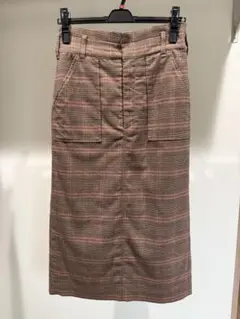 GLOBAL WORK グローバルワーク　ブラウンチェック タイトロングスカート