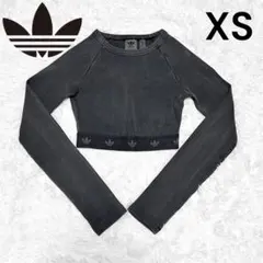 【アディダスオリジナルス】リブ長袖 クロップドTシャツ XS ダークグレー