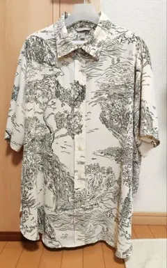 H&M 半袖シャツ 総柄 風景画 オフホワイトのサムネイル