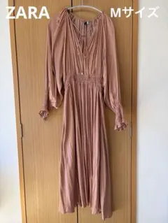 ZARA 새틴 톤 롱 원피스 핑크 베이지 M 사이즈