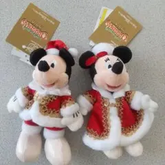 ミッキー ミニー ぬいぐるみバッジ 2008年 クリスマス 新品 未使用品