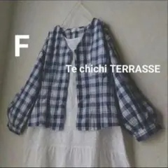 テチチテラス　さわやか、ブルー系、チェク、羽織り ウエストタックブラウスのサムネイル