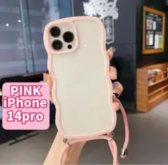 ウェーブ 波 スマホショルダー iPhone14pro ピンク