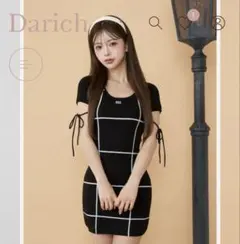 Darich ダーリッチ　バックオープンステッチニットミニワンピース　BLK