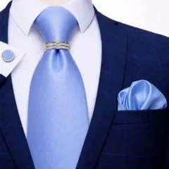 【4点セットネクタイペイズリーストライプ結婚式入学式卒業式水色青ブルー銀シルバー