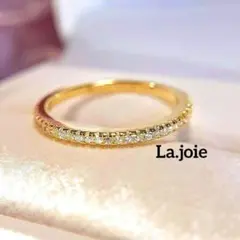 GOLD 1mm モアサナイト フルエタニティ リング 【13号】人工ダイヤ