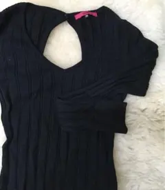 OZOC 黒いリブ編み長袖セーター