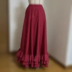 人気✨完売ルルウィルビー イレギュラーラッフルスカートレッド24SS