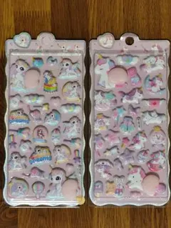 ユニコーン 立体ステッカー 2シートセット