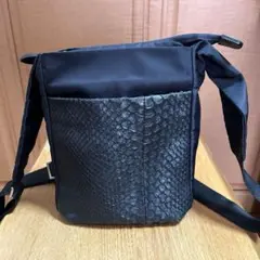お値下げ‼️美品♦︎Les sacs Adam ショルダーバッグ黒　 パイソン 蛇革のサムネイル