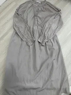 ベージュ 長袖 マタニティワンピース 授乳服