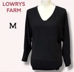 LOWRYS FARM Vネック ニット セーターアンゴラ混 ブラック