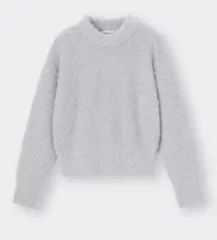 ジーユー　シャイニークルーネックセーター　長袖　ライトグレー　S ラメ　秋冬