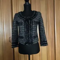 JILL STUARTノーカラージャケット 黒と白のツイードのサムネイル