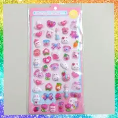 ⑧ ぷっくりシール うさぎ いちご ぷっくり まとめ買い