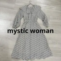 mystic woman フリル襟付き 花柄ロングワンピース　長袖　Ｆ