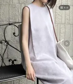 ELFRANK ノースリーブ Iライン ロングワンピース　麻　綿