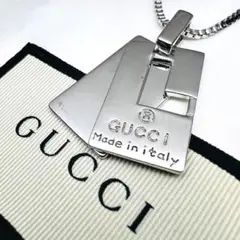 【極美品】GUCCI ネックレス スクエア プレート シルバー Gロゴ イタリアのサムネイル
